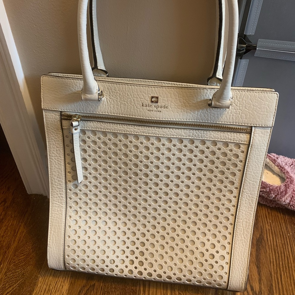 Kate spade white perforated brief bag